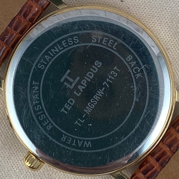 Ted Lapidus Gold Tone Case Quartz Analog UNISEX Watch 4 Hand White Enamel Dial - Picture 5 of 7